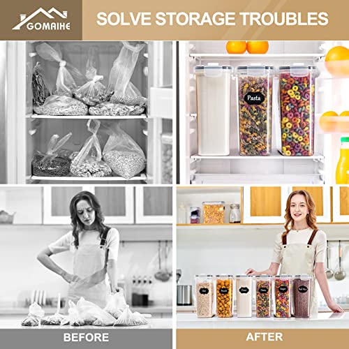 GoMaihe Vorratsdosen Set, 2.5L*6 Stück Aufbewahrungsbox Küche Organizer, Luftdicht Frischhaltedose Plastik mit Deckel, Vorratsbehälter zum Aufbewahrung von Müsli Mehl Kaffeebohnen Cornflakes Spaghetti 2