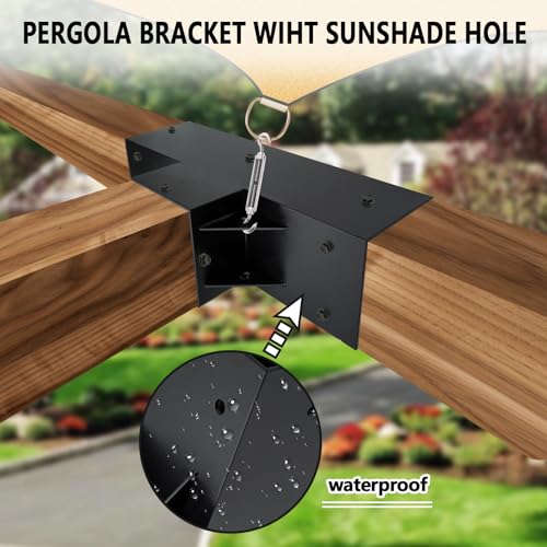 Image of 3-Way T-Shape Pergola Bracket Kit,Woodwork Brackets with Screws for 4x4(Actual:3.5 inchx3.5 inch) Wood Beams for Patio Pergola,Log Cabin Gazebo W /Hardware(1Pack)
