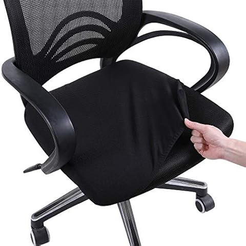 smiry Stretch Chair Seat Covers for Office, Black 1PC Jacquard Office Chair Slipcovers Cover