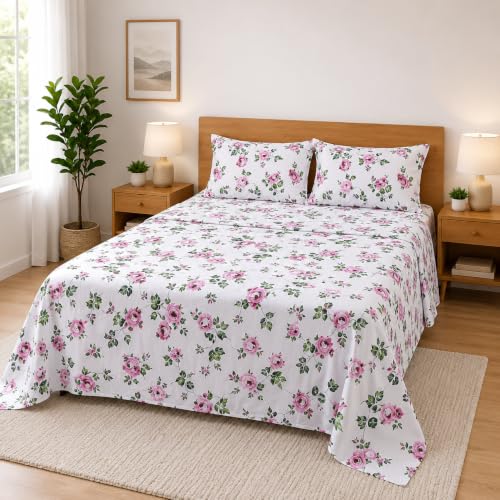 Image of King Size Bedsheet - Dreamy Butterflies Printed Bedding Set with Pillow Cover, 108x108 Inch for Home, Hotel & Living Room