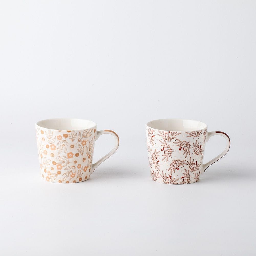 Danube Home Danube Essential 2-Piece New Bone China Mug Set Brown 400Ml L 9.7 x W 7.6 x H 9.1 cm