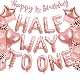 1/2 Birthday Girl Decorations - Half Way To One Baby Girl Outfit & Balloons Banner