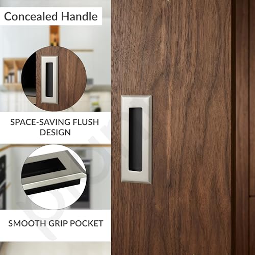 Image of Plantex Sliding Door Handle /Concealed Handle for Sliding Door /96mm Concealed Handle for Wardrobe /Kitchen Cabinet - Pack of 4 (Satin)