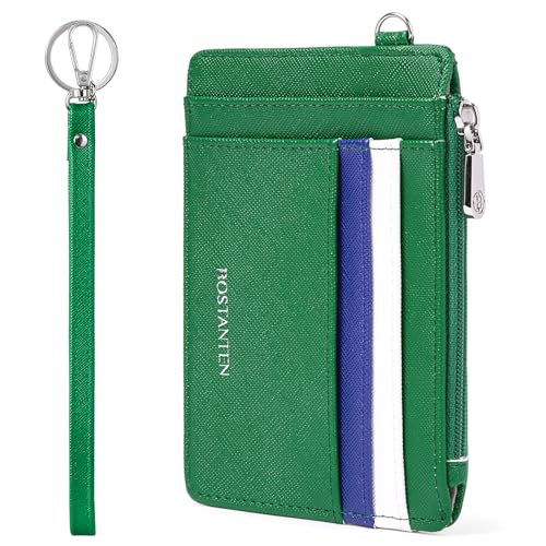 Image of BOSTANTEN Small Wallet For Women RFID Leather Credit Card Holder Slim Wristlet Keychain Wallet With Zipper Pocket