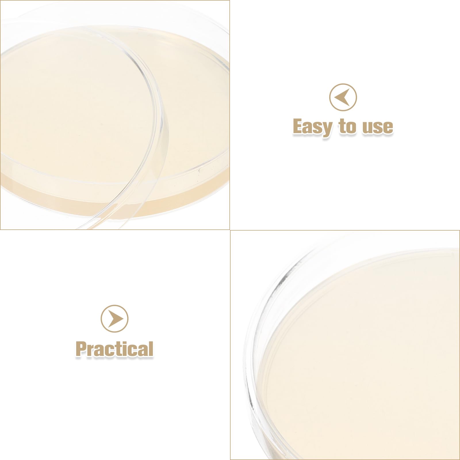 UKCOCO Placas De Agar Desechables Envasado Al Vacío 3.54X3.54X0.59In Medios De Cultivo Para Proyectos Científicos Y Laboratorios - 10 Unidades