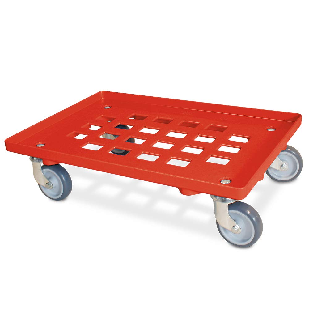 Lot de 4 roulettes de caisse avec couvercle grillagé, 2 x bleu, 2 x rouge, pour conteneurs 600 x 400 mm, capacité de charge 250 kg