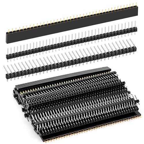 Macho y Hembra Cabezal de Conector de Tiras, 2.54 mm Pin Headers Recta de Unica Hilera Placa, 40 Pines Breakaway PCB Soldadura para Arduino Prototype Shield, 45 Piezas, 3 Tipos