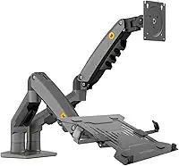 Kit Suporte Articulado de Mesa para 2 Monitores Pistão a Gás NB-F160 + Bandeja Apoio Notebook NBH-2