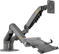 Kit Suporte Articulado de Mesa para 2 Monitores Pistão a Gás NB-F160 + Bandeja Apoio Notebook NBH-2