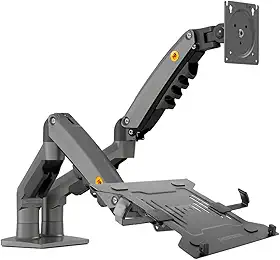 Kit Suporte Articulado de Mesa para 2 Monitores Pistão a Gás NB-F160 + Bandeja Apoio Notebook NBH-2