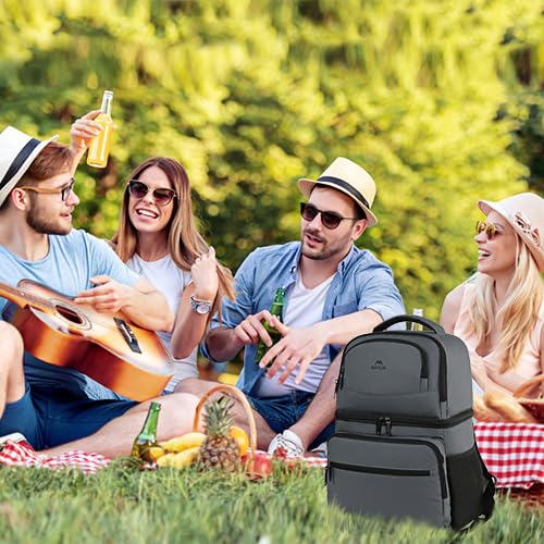 Mochila enfriadora, 26 latas, mochila térmica de almuerzo para hombres y mujeres, a prueba de fugas, de doble capa, mochila de almuerzo ligera y suave con compartimento refrigerante, playa, 8