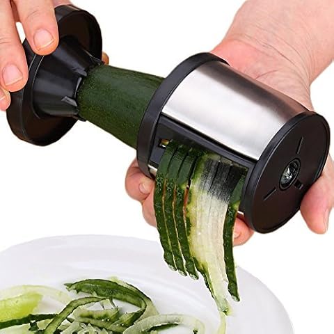Best Utensils Vegetable Spiralizer Spiral Slicer Zucchini Noodle Spaghetti Pasta Maker zoodler spiralizer Slicer With Cleaning Brush, Handheld Black Cover