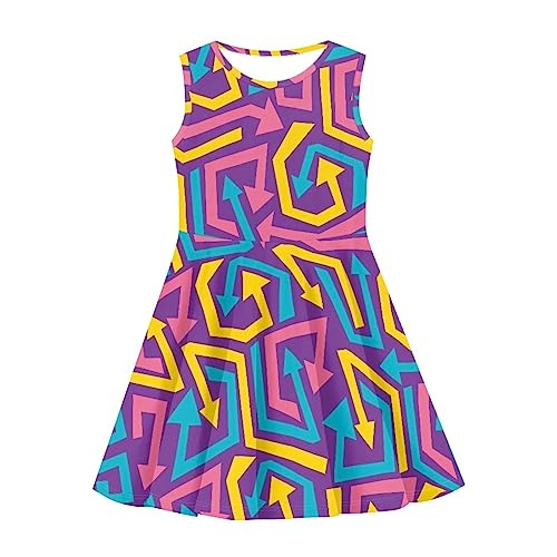 Uasibuni Girls Summer Floral Dress Kids Round Neck Sleevesless Knitted Casual A-Line Dress for 3-16Year4