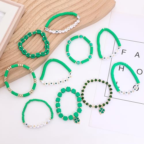 Cooluckday-Breast-Cancer-Bracelets-Women-Halloween-Bracelets-Christmas-Bracelets-Valentines-Day-Bracelets-StPatricks-Day-Bracelet-Clay-Bracelet-Stackable-Rainbow-Friendship-Bracelet-Gift