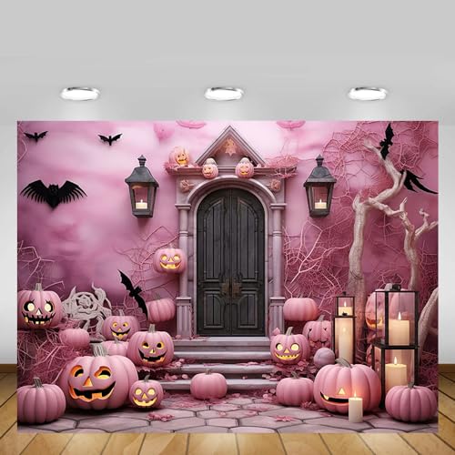 MEHOFOND Pink Halloween Photography Backdrop for Girl Kids Castle...