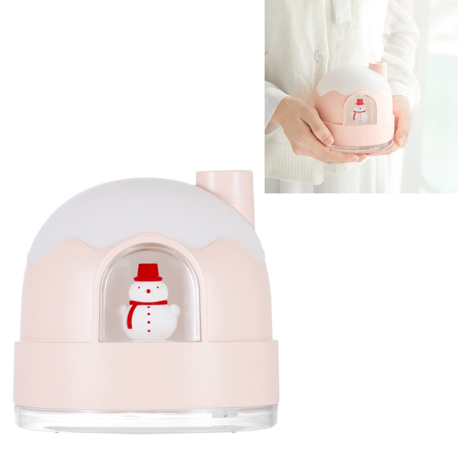 Humidificador de niebla fría con luz nocturna, humidificadores ultrasónicos silenciosos for dormitorio, apagado automático, lindo diseño de casa de nieve, humidificadores for bebés, guardería, toda la