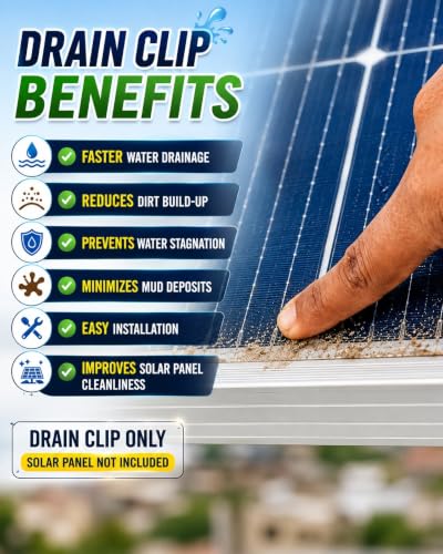 Image of Solar Panel Water Drain Clip, SS 304 Stainless Steel Drainage Clip for Solar Panel Frame, Prevents Water Stagnation & Dirt Build-Up, Easy Installation, Reusable Drain Clip | Pack 18 | 30 MM.