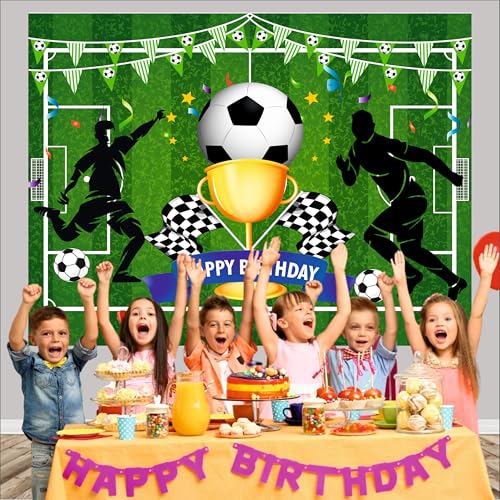 Image of Soccer Birthday Backdrop 4x3 Ft | Backdrops for Decoration | Birthday Decoration Backdrop | Banner for Kids Theme Party