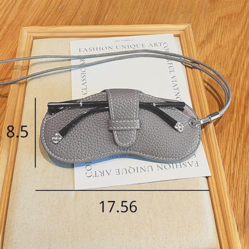 Image of FASHIXD Glasses Case Portable Travel Sunglass Case with Lanyard Eyeglass Pouch Bag Sunglass Holder for Purse For Women Men (Classic-Grey)