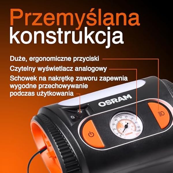OSRAM TYREinflate 2110 аналоговый манометр шнур питания с предохранителем на 12 В постоянного тока накачка шин за 4 минуты