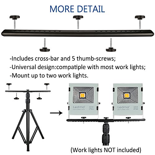 Upgraded Adjustable Tripod Stand for LED Flood Light 6.55 Feet Stainless Steel Heavy Duty LED Work Light Tripod Stand for Auto, Home, Work, Job, Construction, Camping, Indoor and Outdoor Use - Thumbnail 2