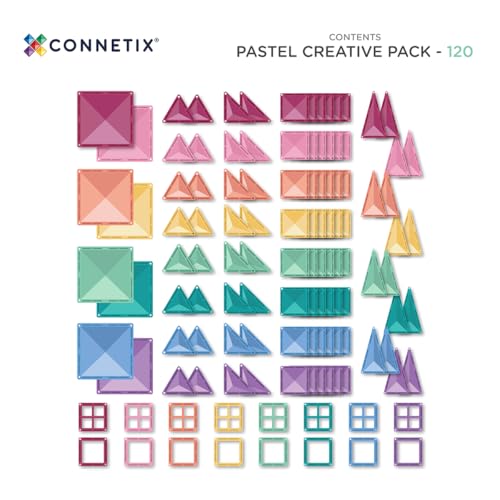 CONNETIX Pastel 120-Piece Magnetic Tiles Set — view 6