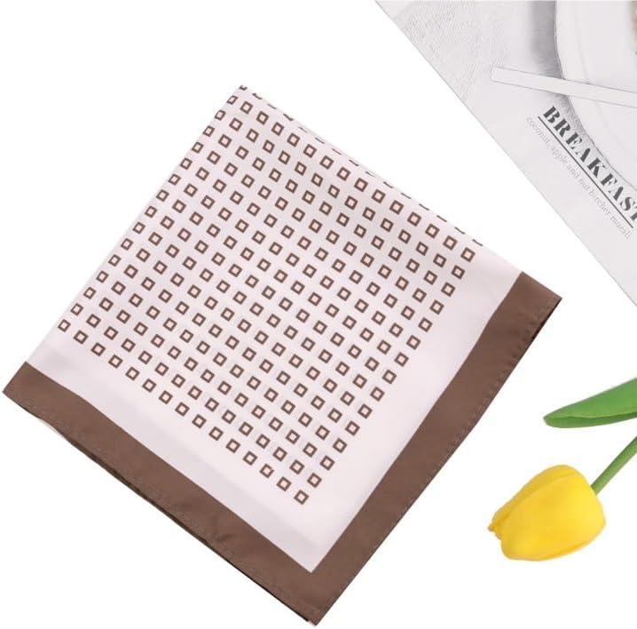 Men's Polyester Silk Small Checkered Print Suit Pocket Square Handkerchief Silk Men's Shirt Handkerchief