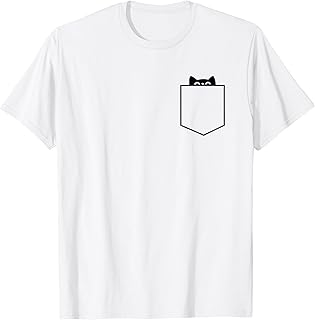 Minimalist Cat in Pocket, Funny Cat in Pocket, Cat T-Shirt