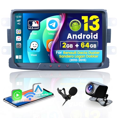 2+64G Hikity 8 Zoll Android 13 Autoradio mit Navi für Renault Dacia Duster