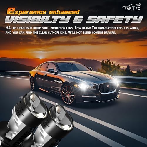 Image of Spaiko H4 LED Headlight Bulb 90W 15000LM with Mini Projector Lens | 6000K Super Bright White Dual Beam Hi /Lo | Waterproof Plug & Play for Car, Bike & Scooty (MO1B)
