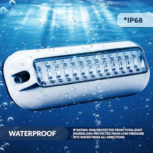 Best Underwater Boat Lights Five Oceans Underwater Light for Boat, 2-Pack LED Underwater Transom Light, Boat Cockpit Light, High Power 1700LM Blue LED, Marine-Grade 316 Stainless Steel Bezel, 12V DC, Waterproof IP68 - FO4136-M2