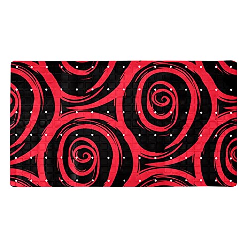 Tapis de bain antidérapant avec ventouses roses rouges