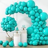 RUBFAC 129pcs Teal Blue Balloons Different Sizes 18 12 10 5 Inch Latex Turquoise Teal Balloon Garland Arch for Party Decoration Birthday Wedding Engagements Anniversary Baby Shower Party Supplies
