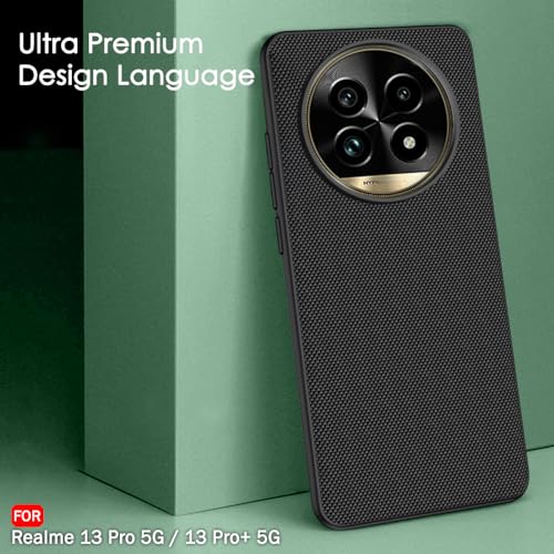 Image of TheGiftKart Back Cover Case for Realme 13 Pro / 13 Pro Plus 5G | Slim & Lightweight | Ultra-Premium Design | Camera Protection Bump | Fabric Texture Case Cover (PC & TPU, Black)