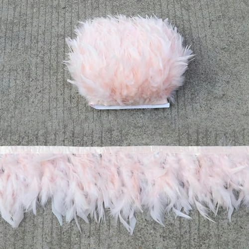 5meter Fluffy Turkey Feather Trim Rose Burgundy Fringe Wedding Party Dresses Decor Handicraft 10-15cm-Deep champagne-5meters