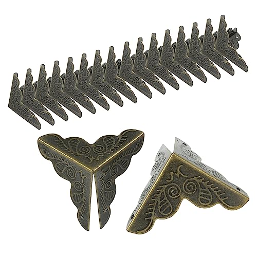 Image of 24Pcs Metal Corner Protector,1 inchx1 inch Bronze Box Corner Protectors,Decorative Metal Corner Guards,Antique Edge Cover with Mounting Screws