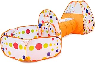 خيمة أطفال قابلة للطي 3 في 1، حوض أساسي نفق وحوض استحمام تحفيز مبكر سهلة التجميع للأطفال والحيوانات الأليفة بيت اللعب المنزلي للاستخدام الداخلي والخارجي من فانتاستيك كيدز تويز (برتقالي)
