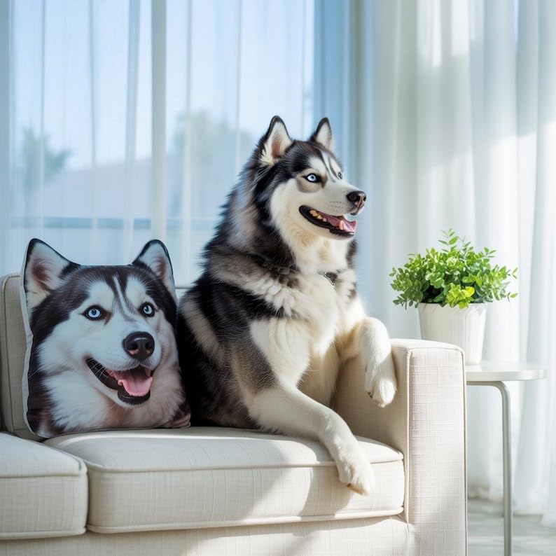 LongGenius Hässliches Haustierkissen mit individuellem Foto, niedliches Hundekissen, personalisiertes Haustier-Gedenkgeschenk, individuell geformtes Kissen