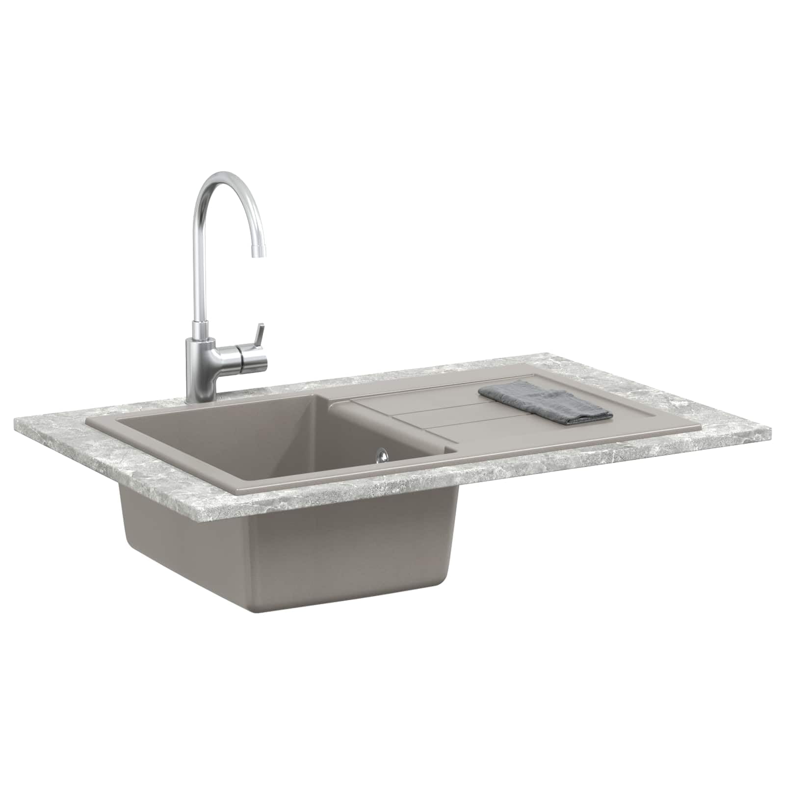vidaXL Sink Grey 780 x 500 mm 80% Quartz and 20% Resin