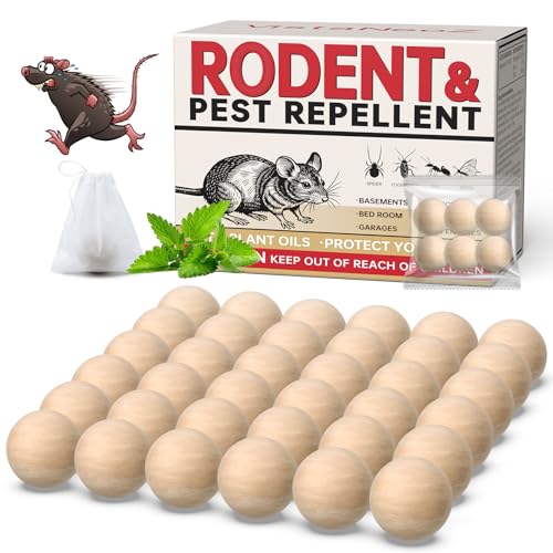 Rodent Repellent Indoor 36 Balls – Natural Peppermint Mouse Repellent,