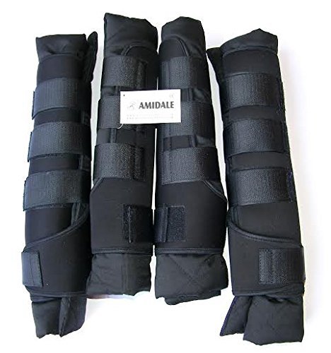 Amidale HORSE STABLE BOOTS TRAVEL BOOTS WRAPS SET OF FOUR BLACK XL, L, M, S (XL)