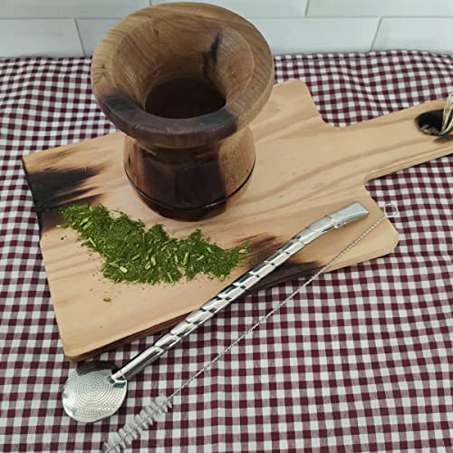 Bomba para Tomar Chimarrão Mate Inox Mil Furos 24cm Bortonaggio Chima Bojo Rosca Escovinha