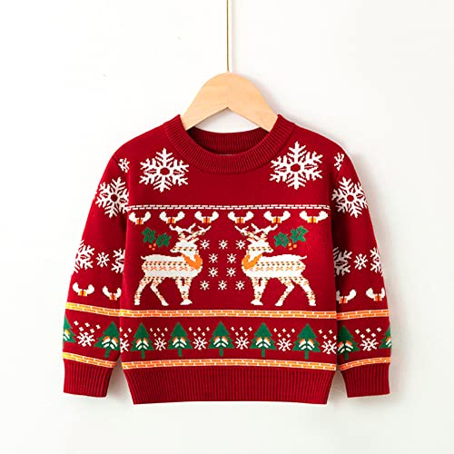 Toddler Boys Girls Christmas Cartoon Deer Snowflake Sweater Long Sleeve Warm Sweaters Tops for Little Girls4