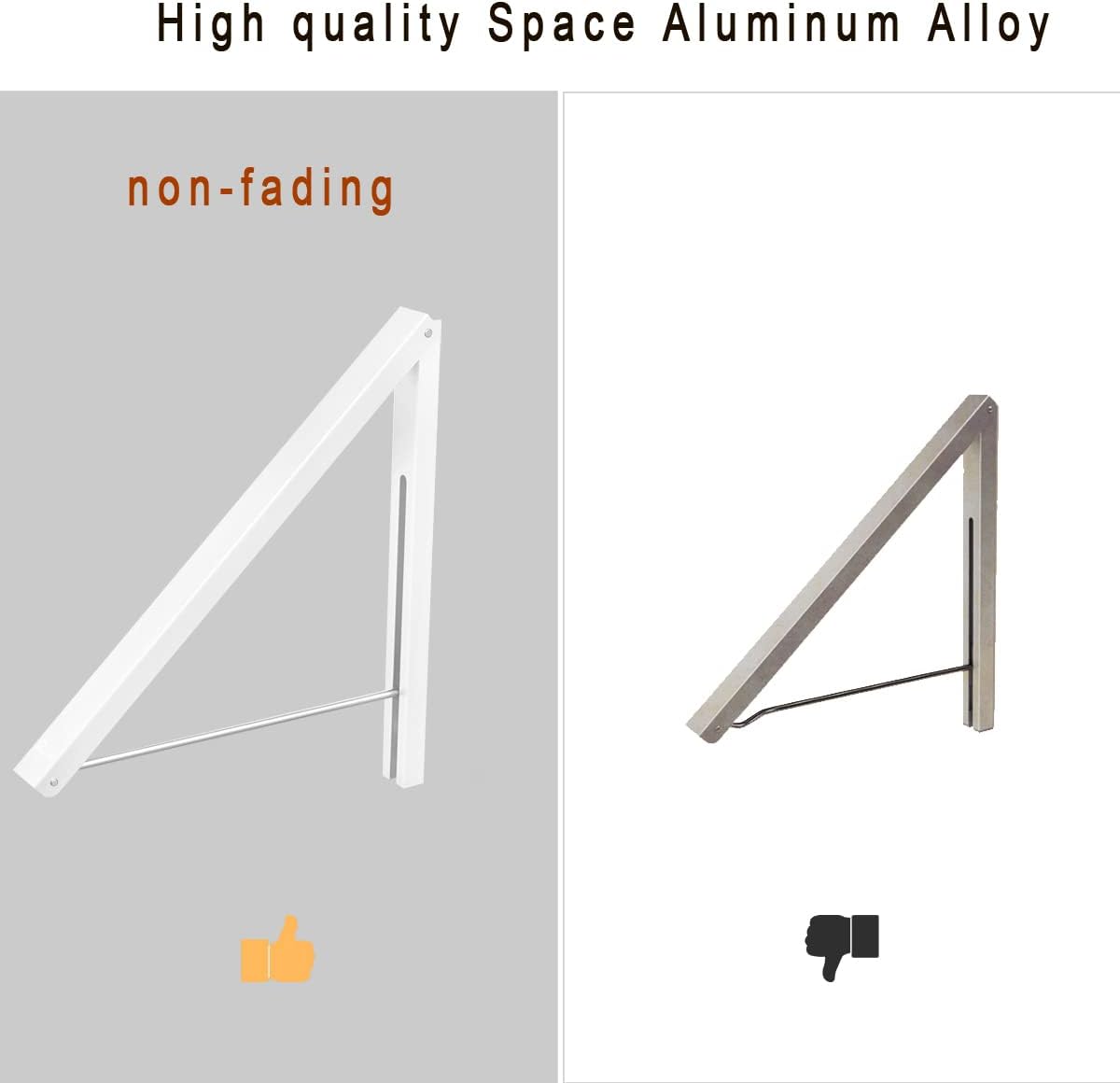 Anjuer Séchoir mural pliable en aluminium - Économie d'espace, blanc, robuste et compact (2 packs) - Image détaillée