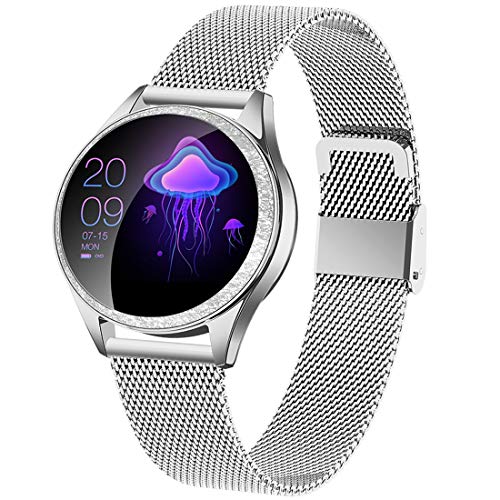 Pard Women Health Smart Watch, Fashion Fitness Tracker with Heart Rate Blood Pressure Sleep Monitor, IP68 Waterproof Pedometer for Female, Silver