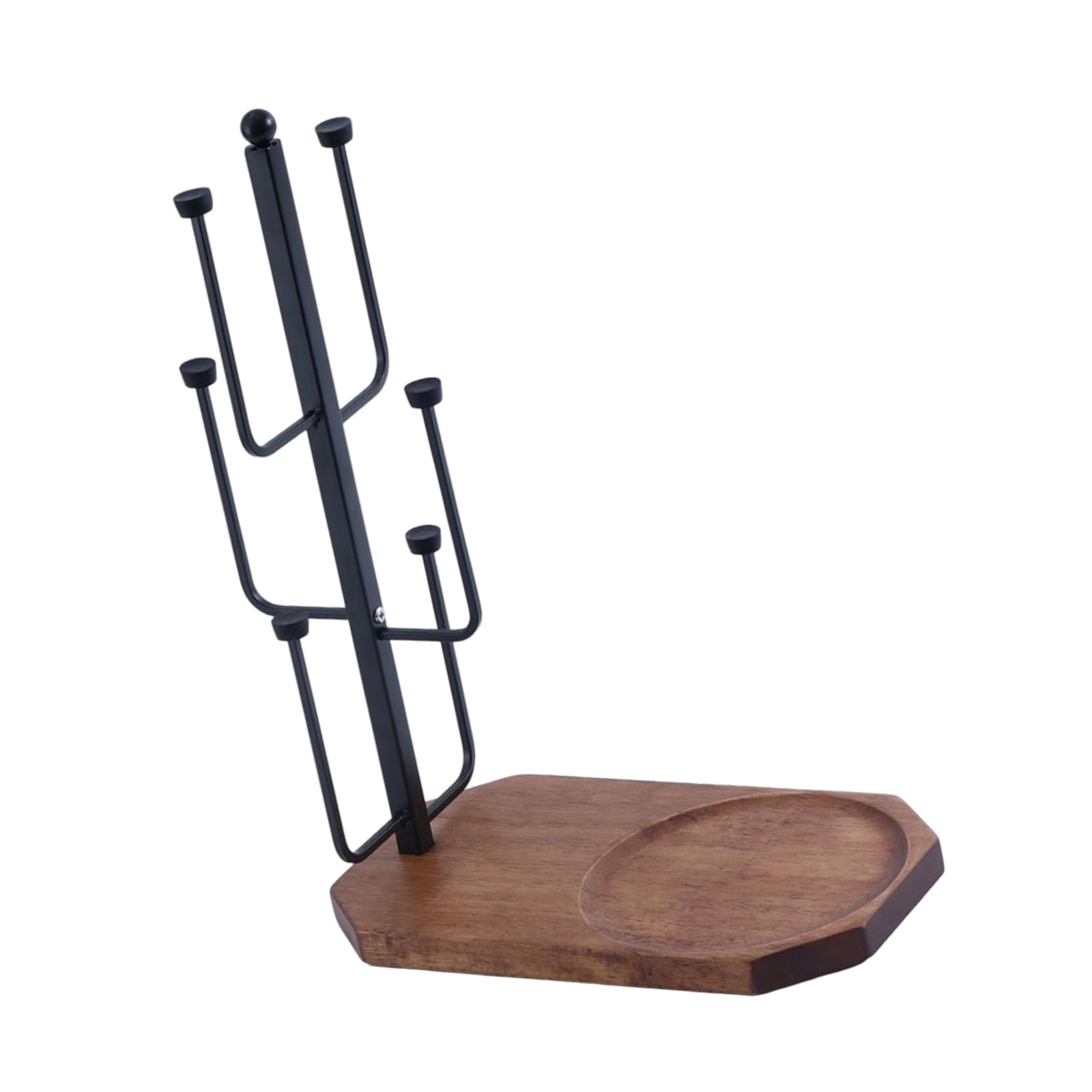 Hsioluted Vertical Coffee Mug Holder with Hooks and Wooden Base Space Saving Cup Organiser Multipurpose Kitchen Storage Rack Coffee Accessories Organiser