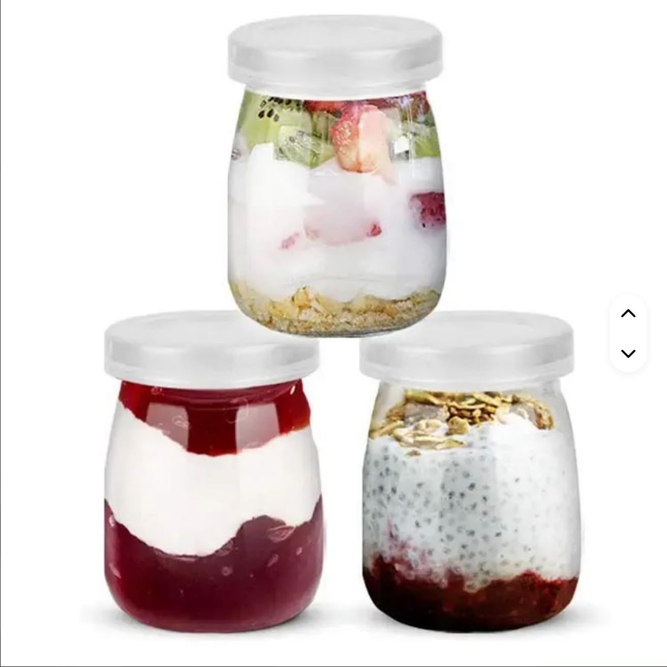 16 x 200 ml Gläser Joghurtgläser mit Deckeln - Joghurtbecher - Ersatzgläser für Joghurtmaschinen - PE-Verschlusskappen Glasbehälter