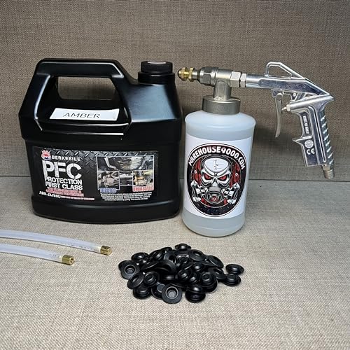 Gallon PFC Amber, Pro Undercoating Spray Gun, 2 Wands, 1 White Quart Bottle, and 50 Rust Plugs
