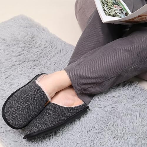 Image of COFACE Mens Cozy Memory Foam Scuff Slippers Casual Slip On Warm House Shoes Indoor /Outdoor Sandal Slippers With Arch Support Rubber Sole Size 7-15