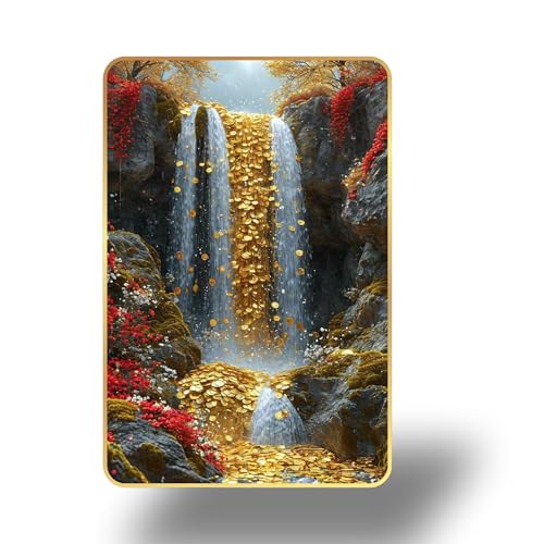 Arkasto Golden Coin Waterfall Wall Painting for Home & Office | Vastu Wealth & Prosperity Wall Art | Modern MDF Wall Frames for Living Room, Bedroom & Decor (Style-05, 12x18 inch)